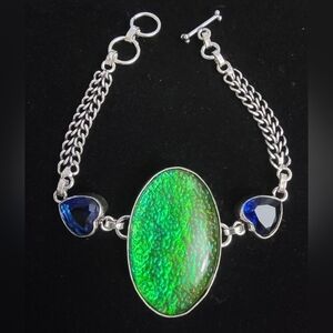 Handmade 925 Sterling Silver Opal Triplet 7.7" Gemstone Bracelet